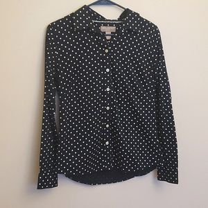 Banana Republic Factory polka dot non iron button down. Navy blue; size 10